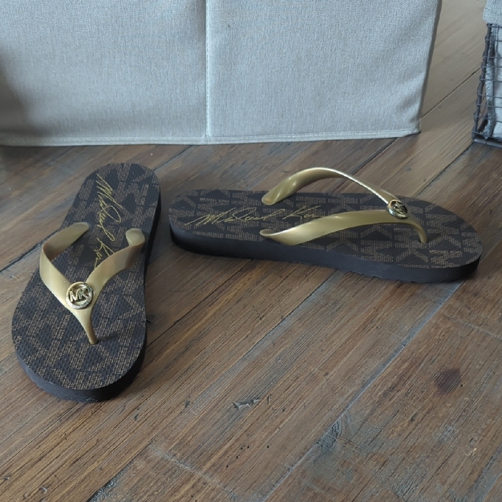 Michael Kors Gold and Brown Sandals